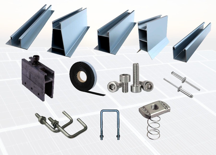 Aluminium Mounting Rails, Clamps & Fasteners Montage